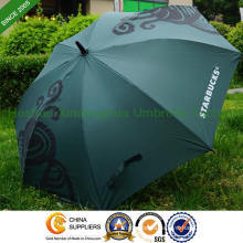 Rubber Hook Handle Automatic Golf Umbrella for Starbucks (GOL-0027FA)